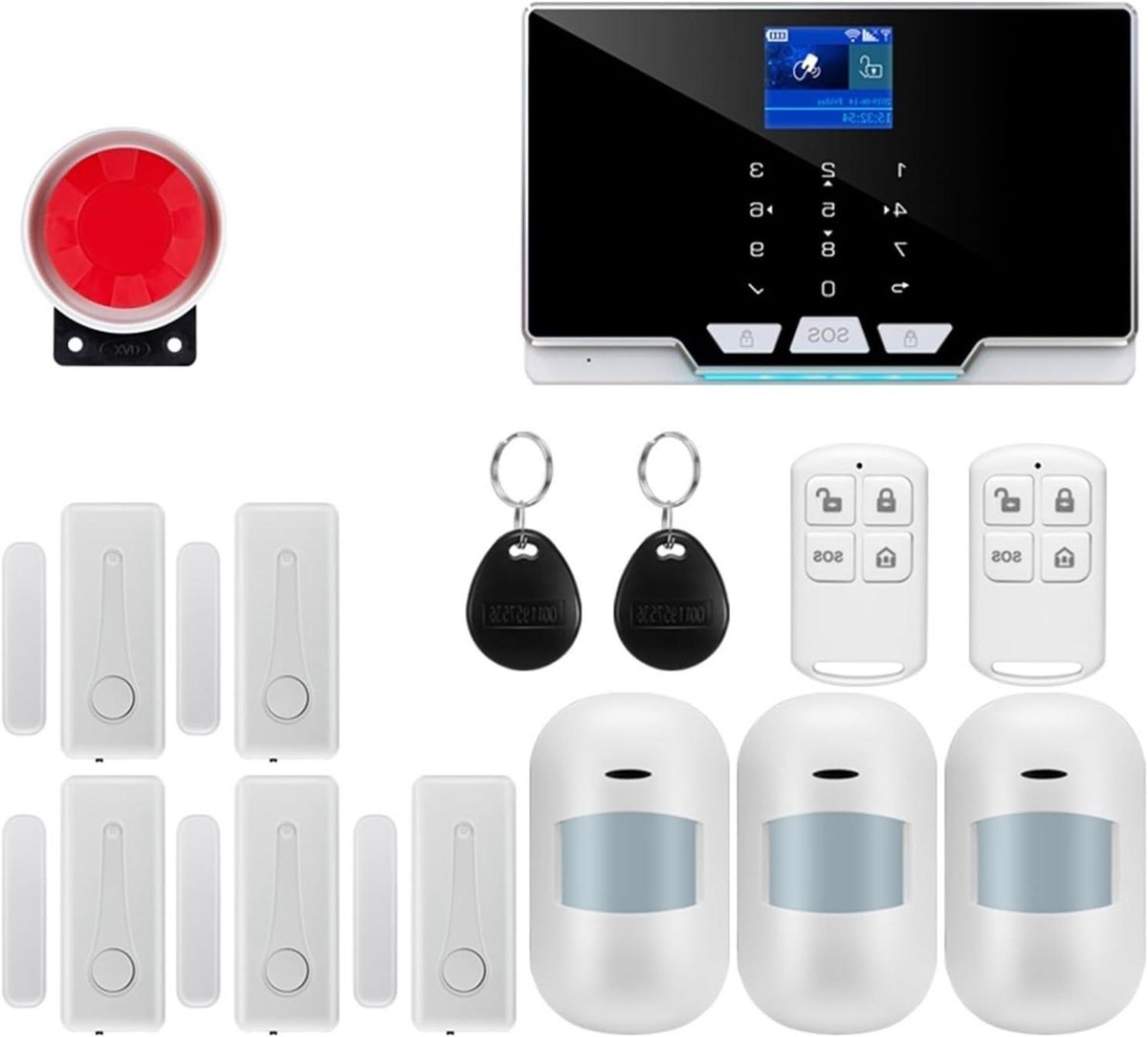 Wifi Alarmsysteem - Beveiligingssysteem Huis - Thuis Beveiligen - APP Afstandsbediening - 180*115*20mm - Zwart