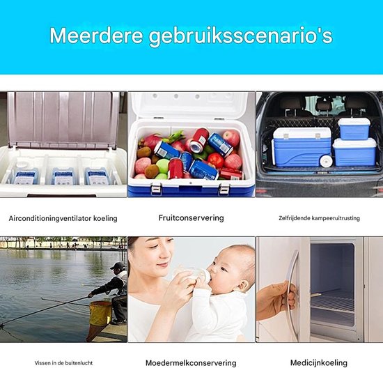 Koelblokken - Ijspacks Herbruikbaar - Dranken Koelen - Langdurige Koude - 16x11x3 cm - Blauw — afbeelding 5