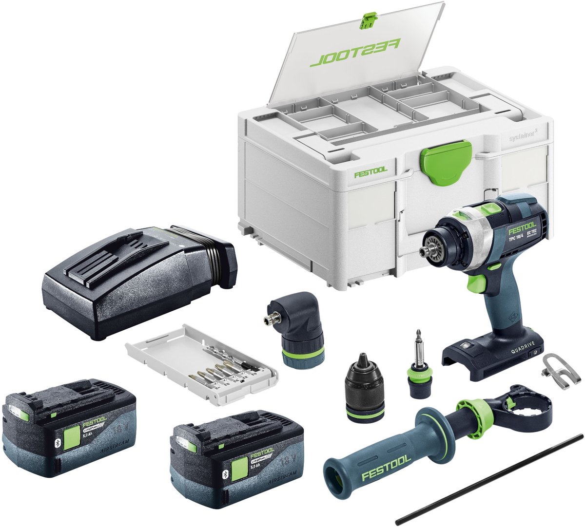 Festool TPC 18/4-Basic-Set accu-slagboormachine 18 V 75 Nm borstelloos + 2x accu 5,0 Ah + lader + Systainer