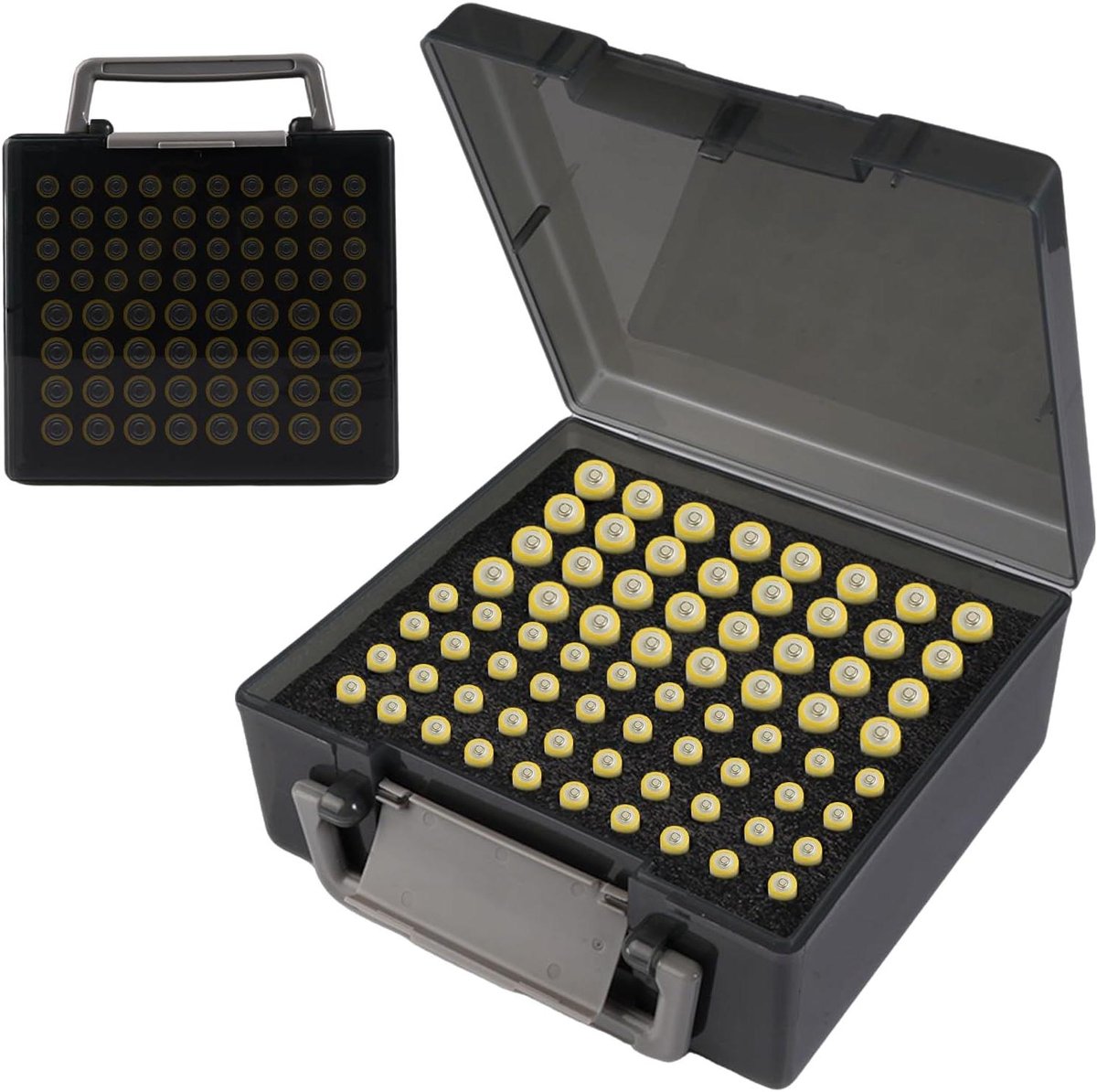 Batterij Opbergbox - Accubox Organizer - Batterijen Sorteren - 72 Batterijen Capaciteit - 335x235x75 Cm - Transparant Zwart