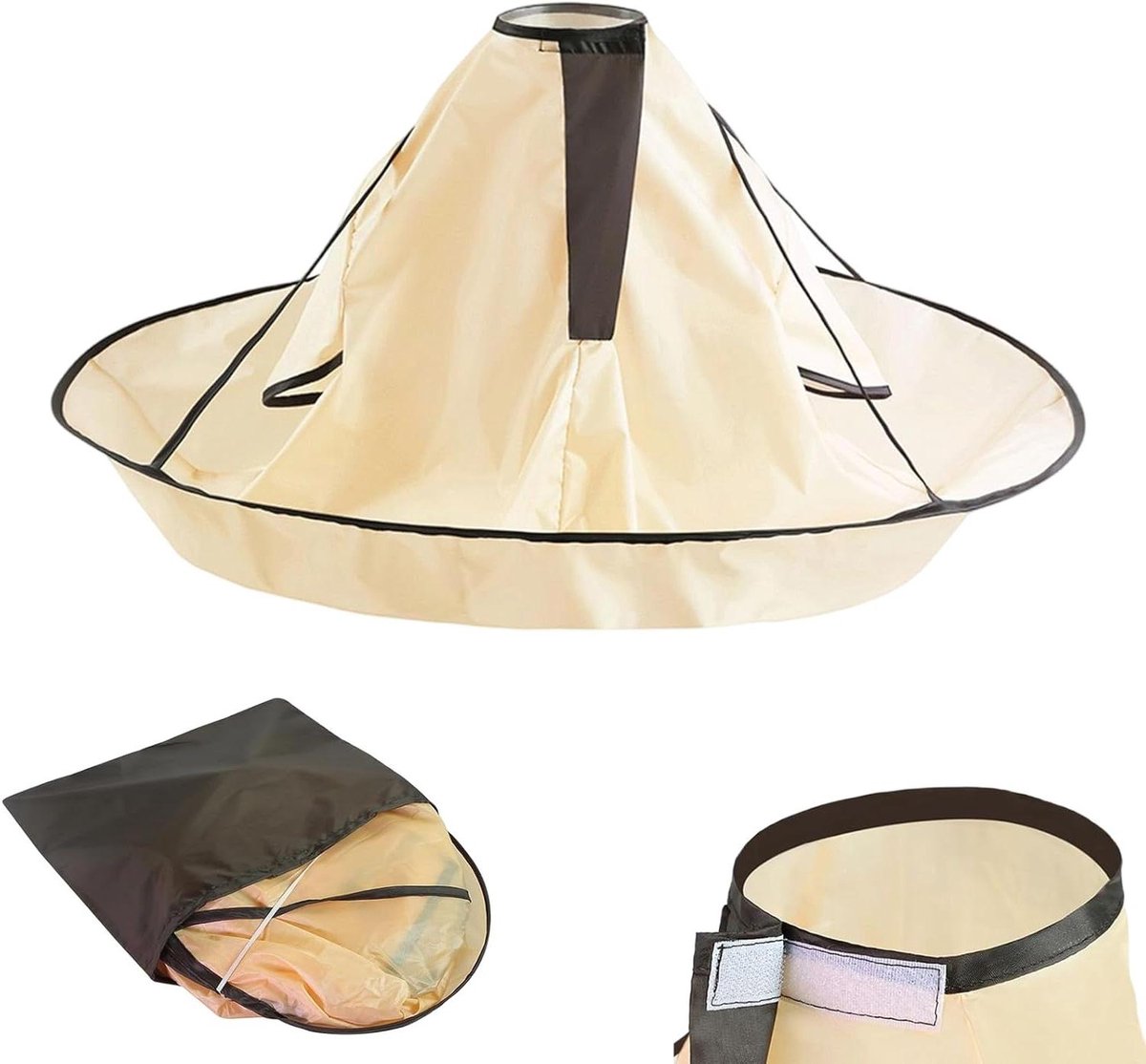Haarknipkaap - Kappersschort Cape - Kapsels Maken - Opvouwbaar Ontwerp - 90 cm Diameter - Zwart