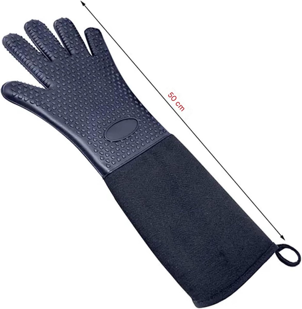 Ofenhandschuhe - Hitzebestendig - Extra Lange Unterarmschutz Mit Weichem Frottee-Futter - 1 Paar - Für Oven Grill Magnetron Koelkast Zwart