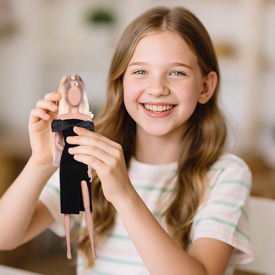 Poppenkleding Set - Jurkjes Poppen - Poppen Aankleden - Handgemaakte Details - 30 cm Poppen - Zwart — afbeelding 4