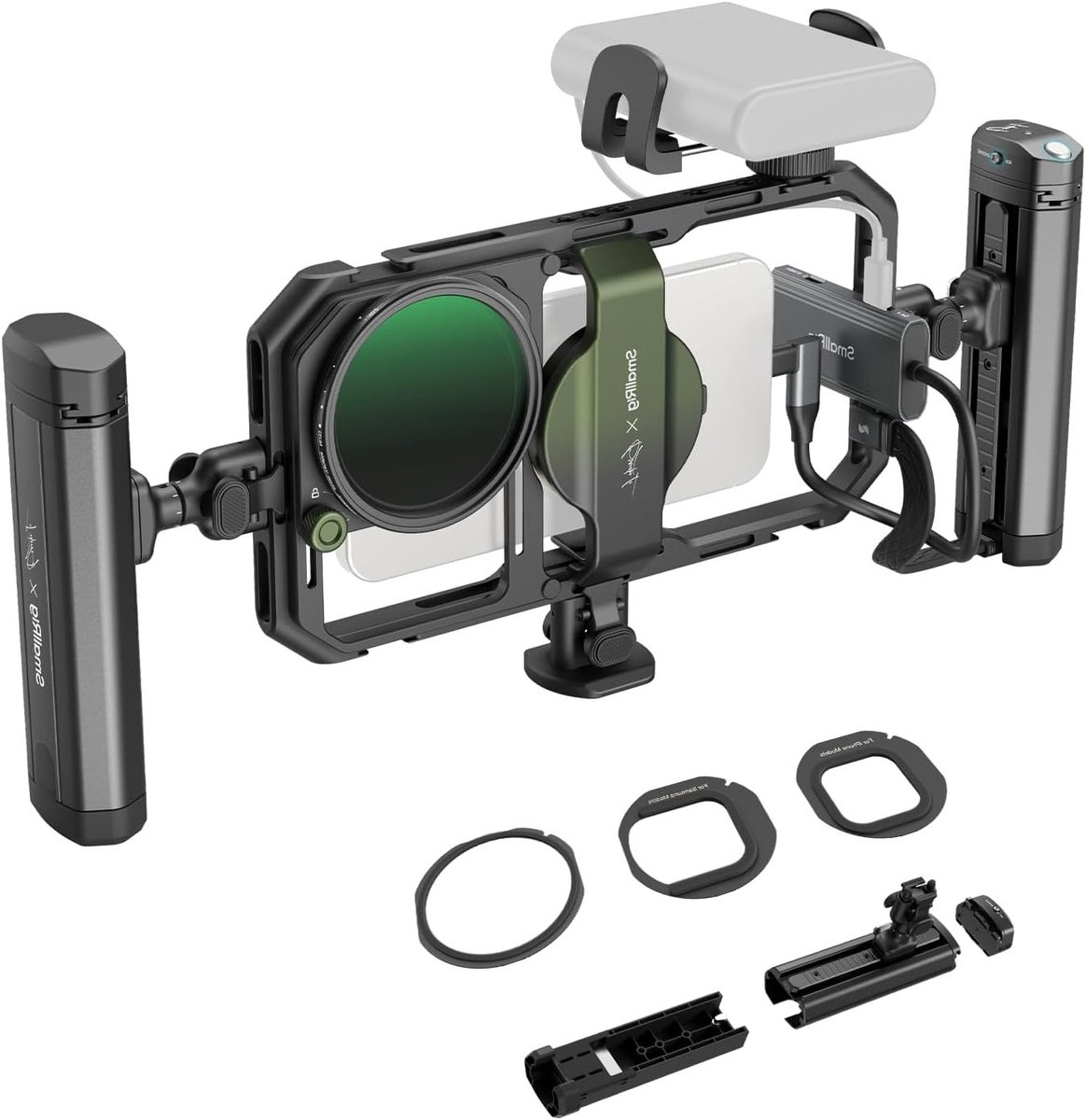 All-in-one Mobiele Video Kit voor Smartphones met Snelle Bevestiging, 67mm VND Filter en Draadloze Handgrepen voor Professionele Opnames