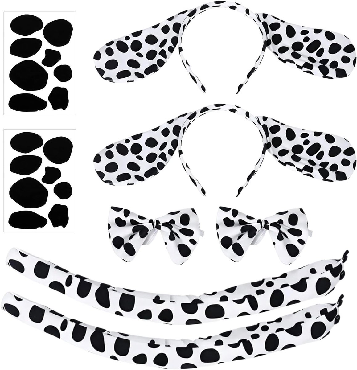 8-delige Kostuumaccessoires voor Kinderen en Volwassenen - Dieren Cosplay Set met Dalmatiaan, Tijger, Giraffe, Eekhoorn en Vlekkenhond voor Wereld Boekendag en Halloween Feestoutfit