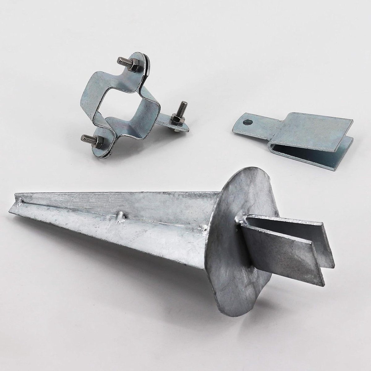 Langsstijlen Z-profiel - Hek versteviging - Omheining stabiliseren - Verzinkt metaal - 4 sets - Grijs