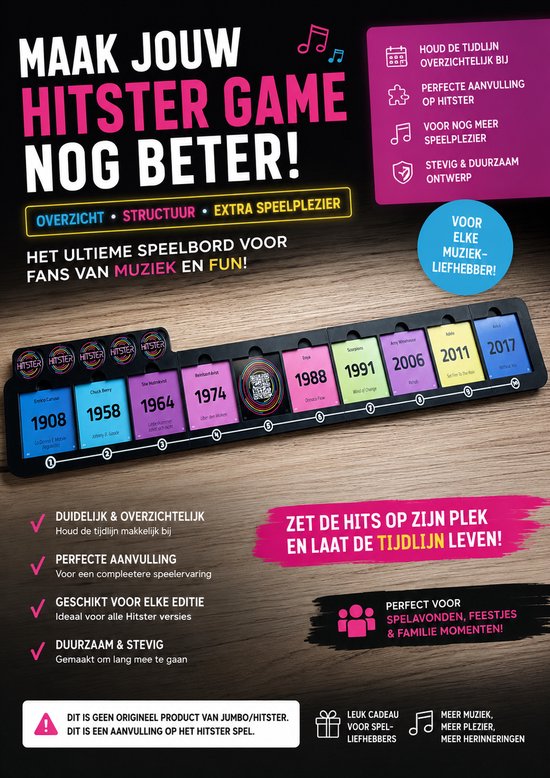 Hitster Speelbord – Accessoire voor Hitster Muziekspel – Bordspel Accessoire voor Spelavond & Muziekquiz