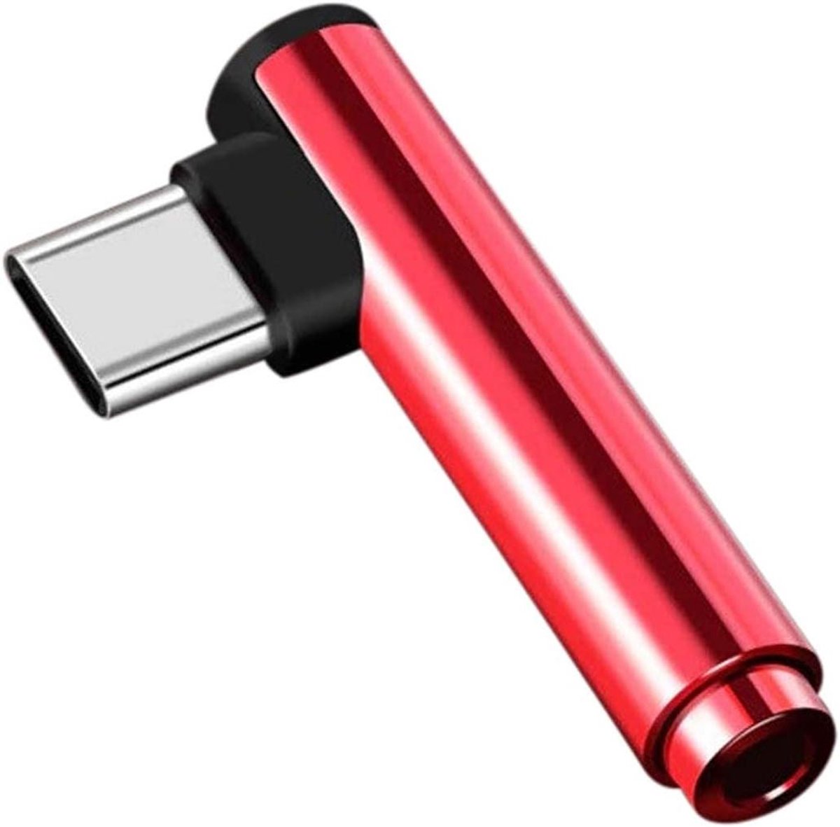 Mini Adapter - Type C Jack - Audio Luisteren - Compact Ontwerp - 10x10x10 cm - Rood