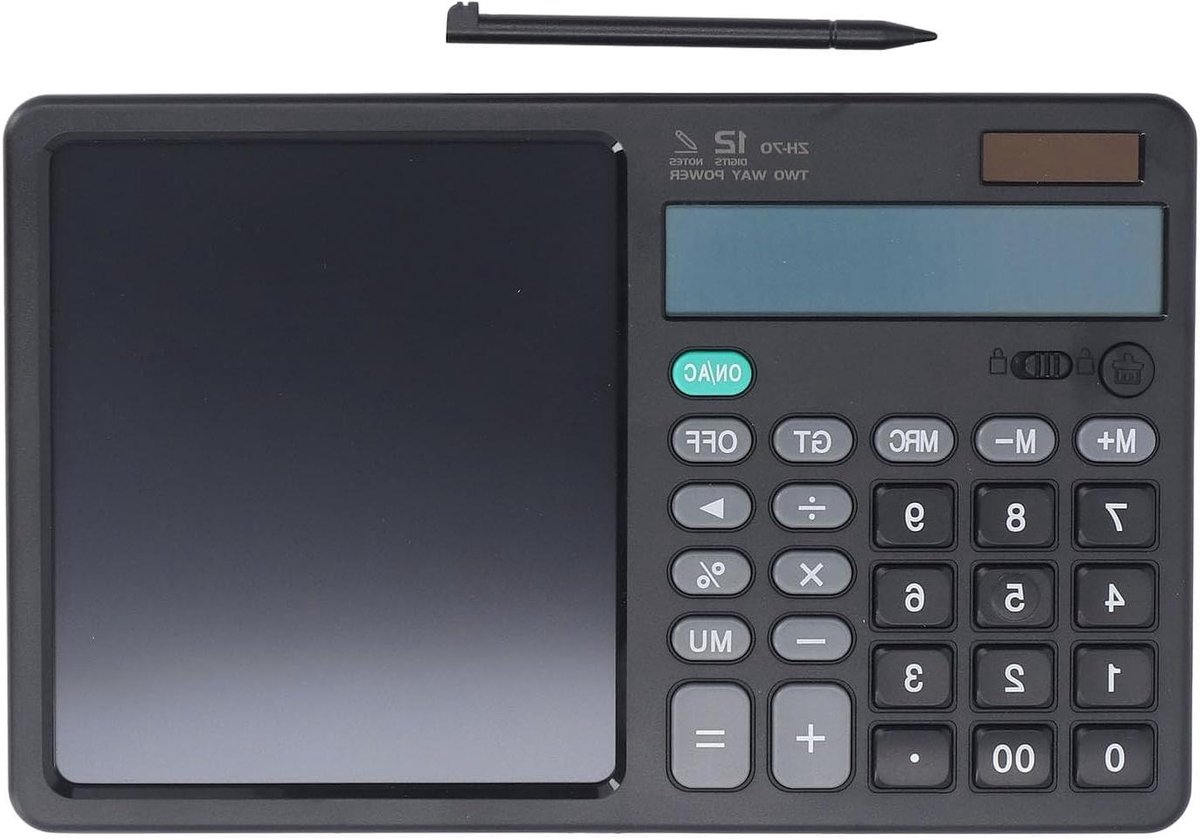 Rekenmachine met Notitieblok - Rekenmachine Tablet - Berekeningen en Notities - LCD Display - 996 Inch - Zwart