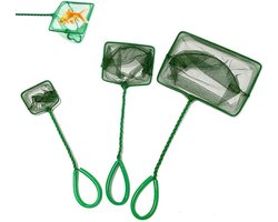 Aquarium Visnet - Schoonmaaknet - Aquarium Onderhoud - Fijne Mesh Voering - 3 Maten Set - Groen