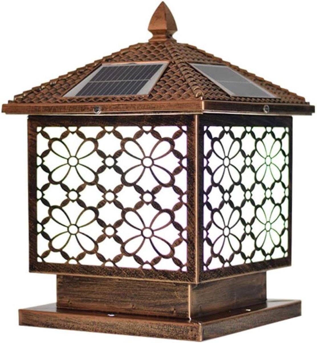 Solar Postlamp Chinese Stijl - Buitenlamp Kolomlicht - Tuin Verlichten - Waterdicht Gegote