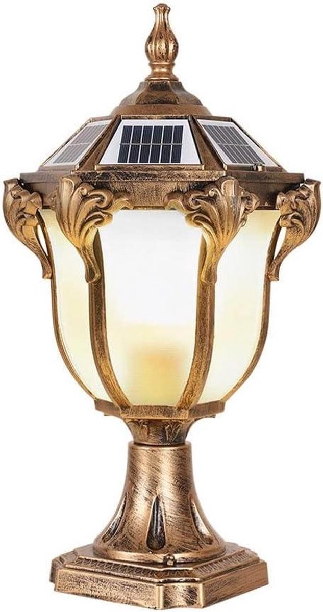 Solar Postlamp Buiten - Gazonlicht LED - Tuinpoort Decoratie - Europees Gegoten Aluminium 