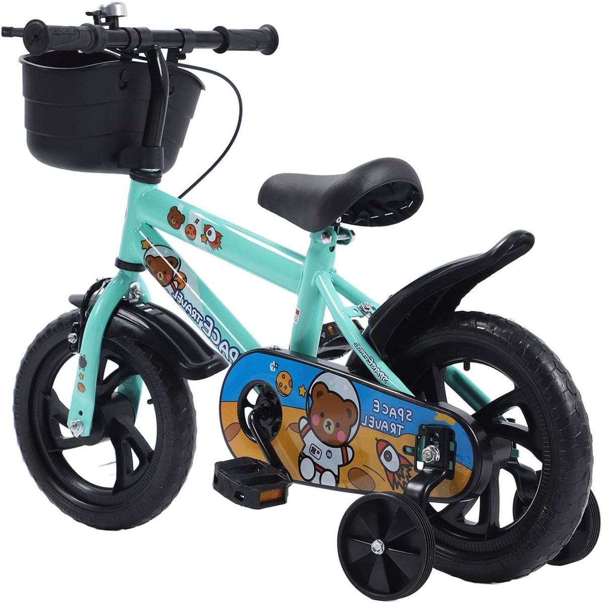 Kinderfiets met Zijwieltjes - Loopfiets Kinderfiets - Veilig Leren Fietsen - Verstelbaar Zadel en Stuur - 12 Inch Wielmaat - Groen