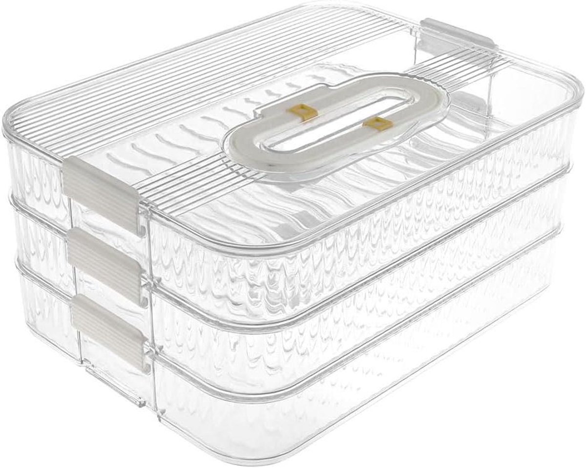 Voedselcontainer Koelkast - Opslagbakje Keuken - Voedsel Organiseren - 3 Laags Ontwerp - Niet gespecificeerd - Transparant