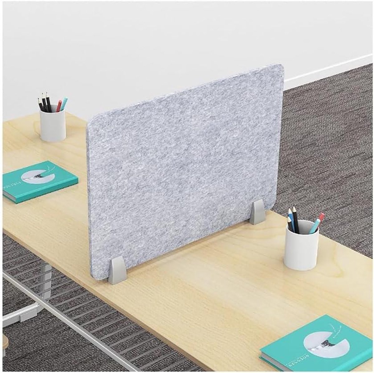 Bureau Privacy Divider - Bureau Paneel - Geluidsreductie - Polyester Materiaal - 50x60cm - Grijs