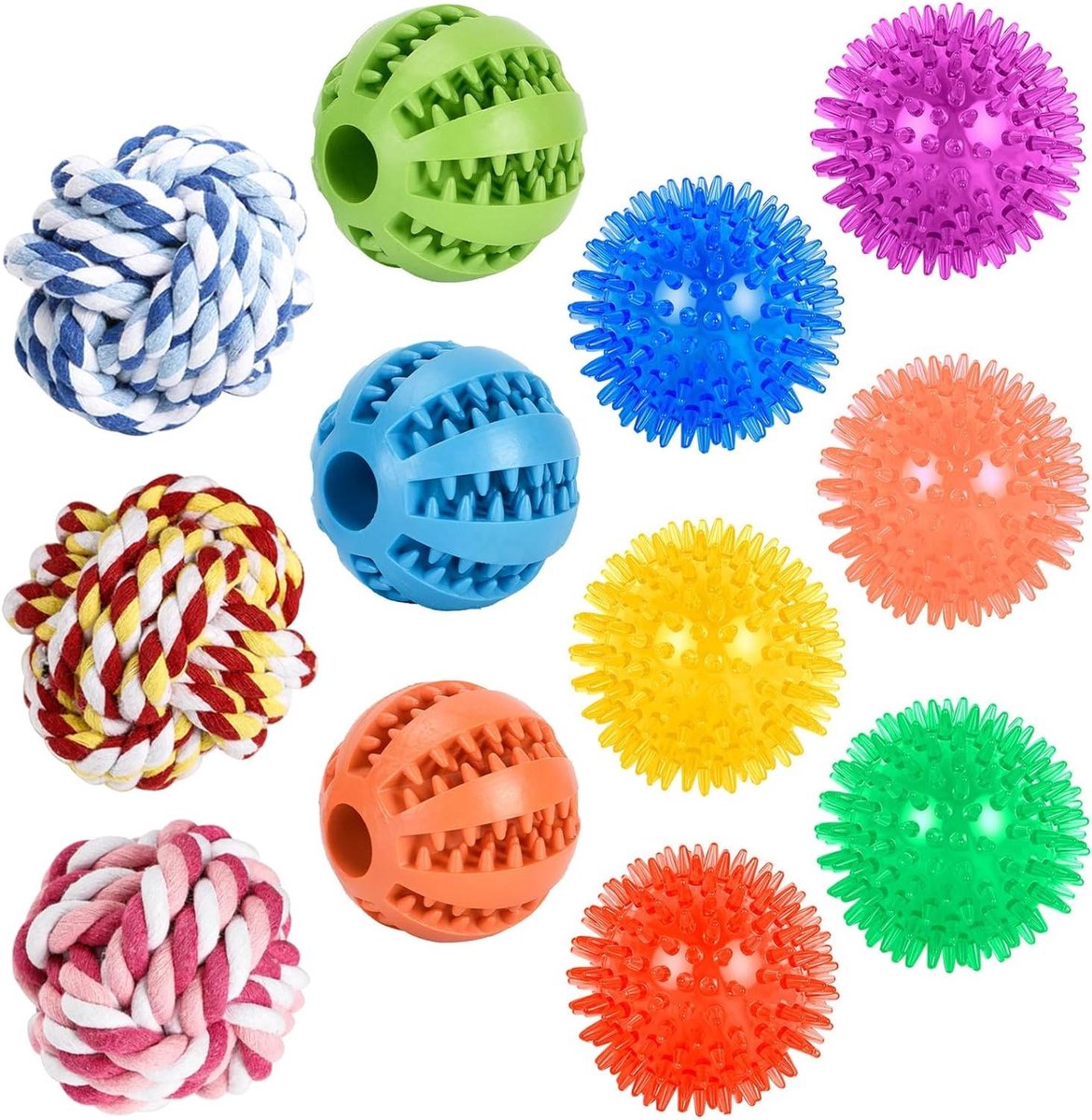 Hondenspeelgoed Ballen - Interactief Speelgoed - Hond Vermaken - 12 Stuks Set - Voor Kleine Honden - Multicolor