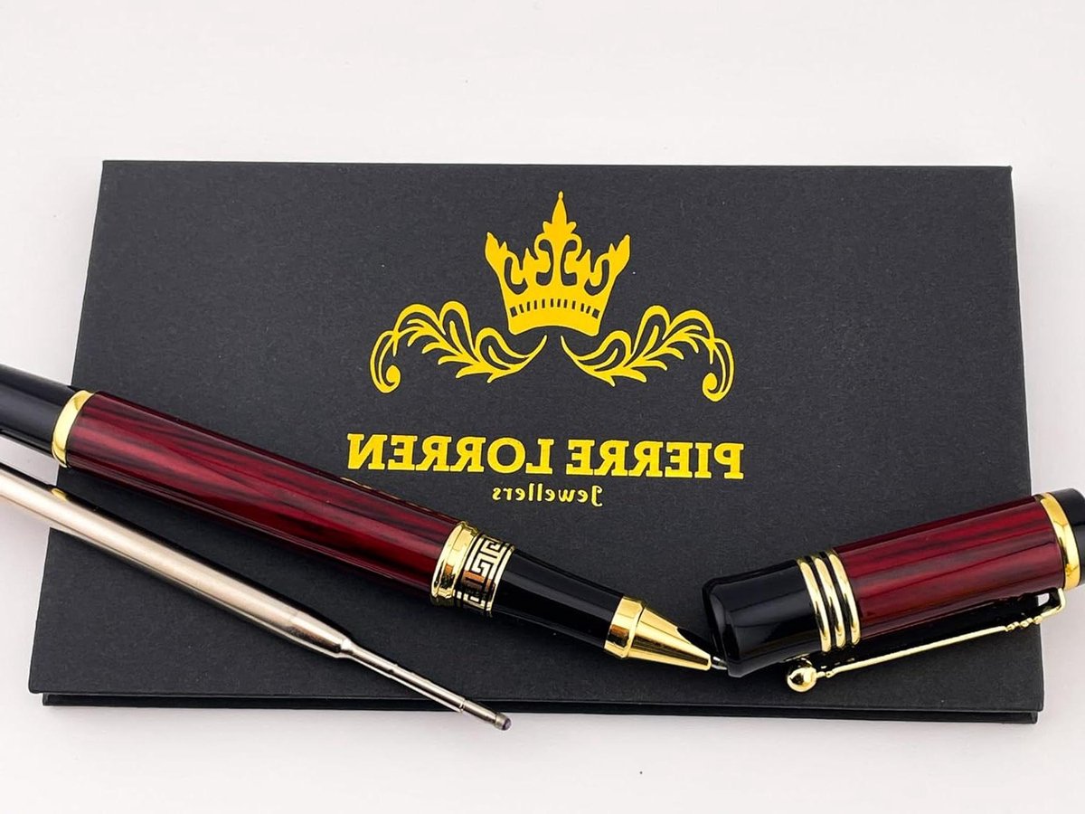 Rollerball Pen Luxe - Schrijfinstrument Luxe Pen - Notities Maken - Griekse Sleutel Design - 1 Aantal - Zwart