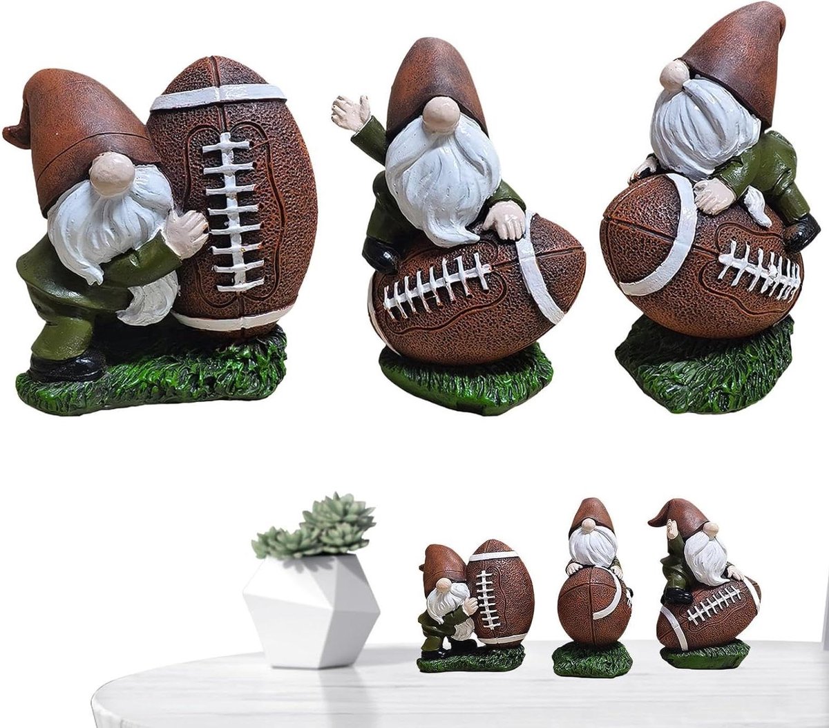 Voetbal Kabouter Beeldjes - Verzamelobject Kabouter Standbeeld - Tuin Decoratie - Realistische Details - 10.5 cm Hoog - Niet gespecificeerd