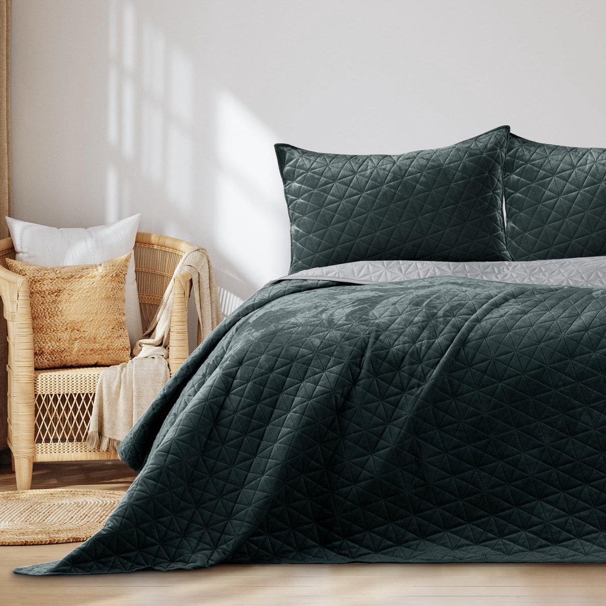 aladdien - Sprei - Doorgestikt reliëf - Grijs - Bedsprei - Bescherming tegen stof en pollen - Geschikt voor volwassenen - 240x260 cm