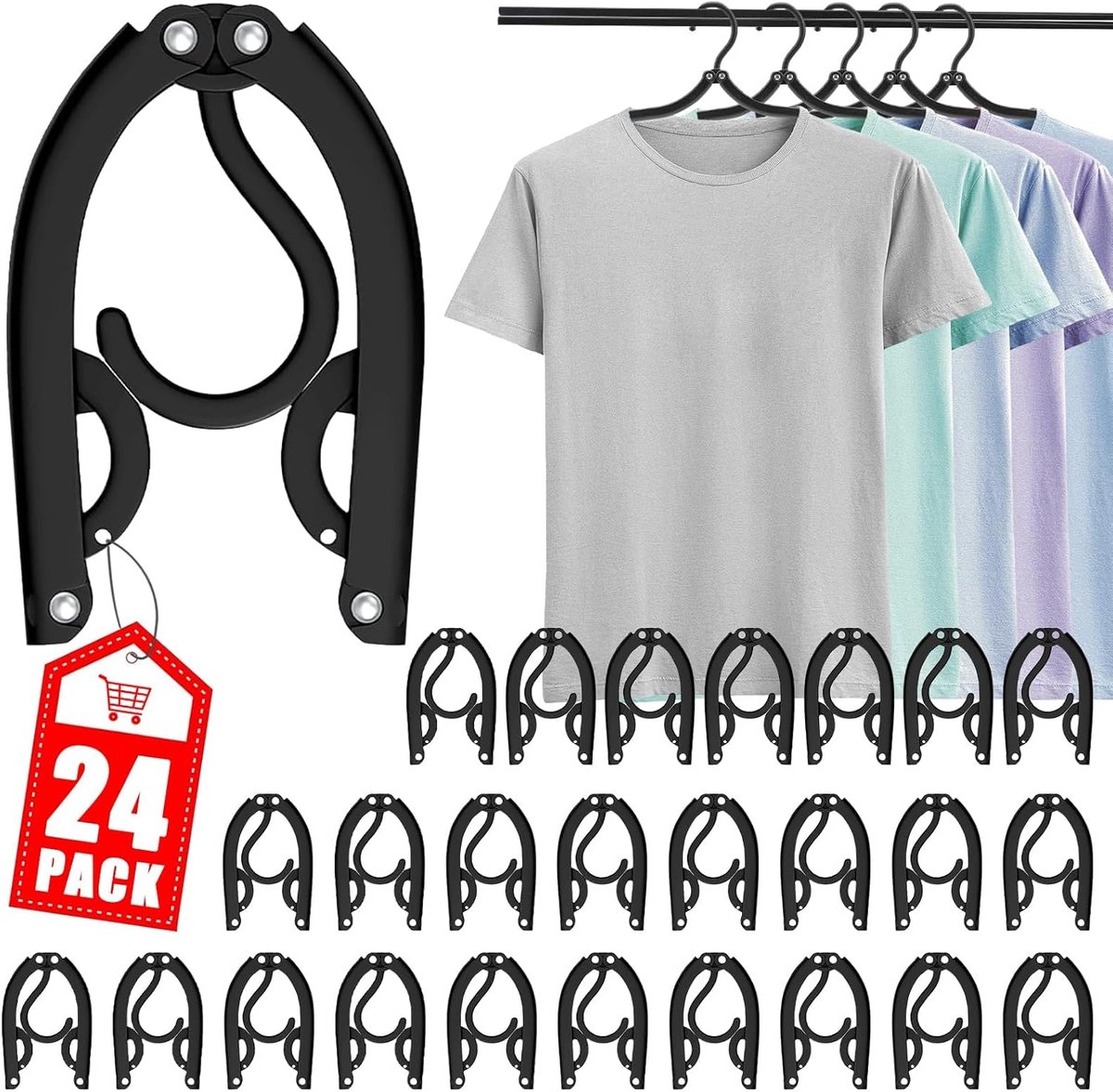 Opblaasbare Kledinghangers - Reishangers - Ruimtebesparend - Anti-slip - Voor Drogen van Wasgoed op Reis - Compact - Set van 24 - Zwart - van Imperatoris