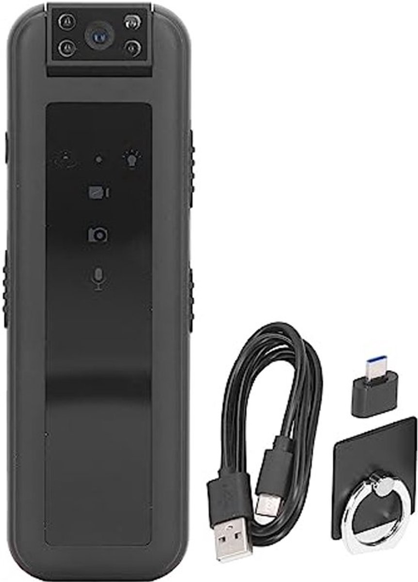 1080P Body Camera Video Recorder, Draagbare Pocket Camera, HD 180 Graden Draaibare Camera met LED Indicator Licht voor Hardlopen, Hondenwandelen, Vissen