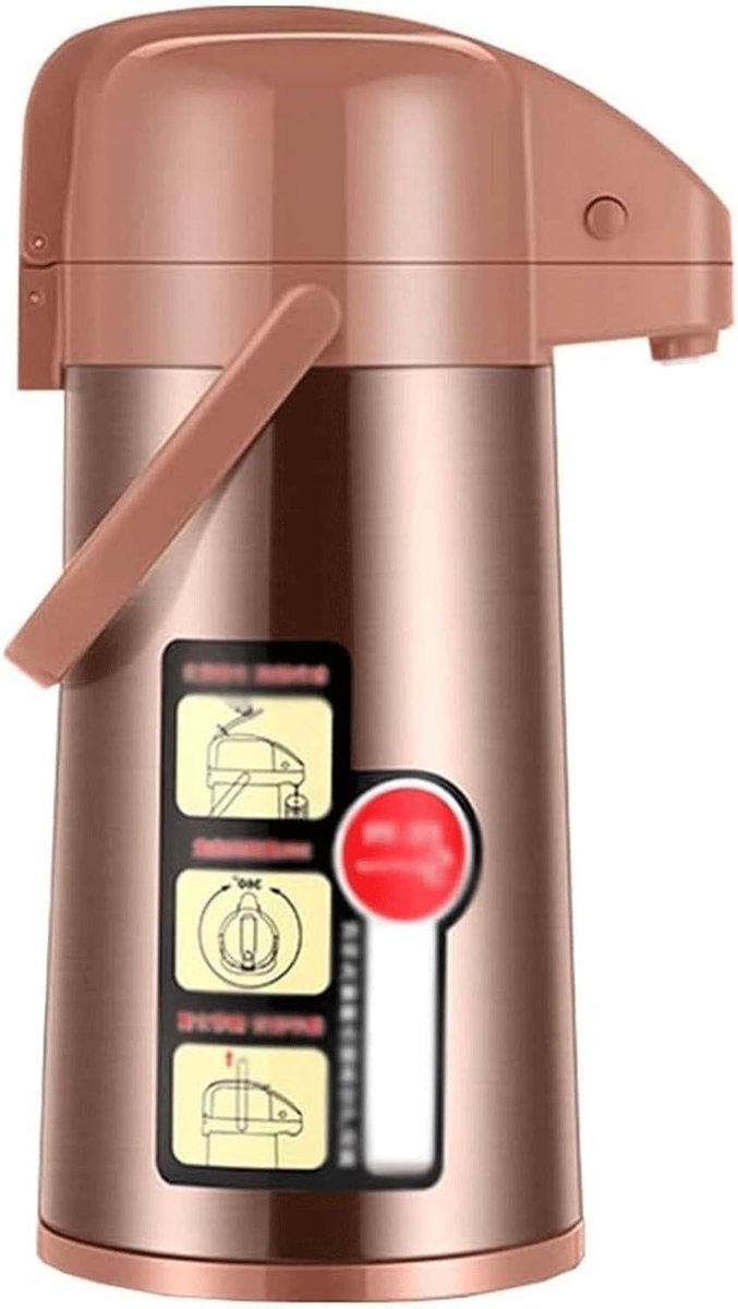 Koffie Thermoskan - Pompfles Warme Drank - Dranken Warm Houden - Grote Capaciteit - 1 Liter - Zilver