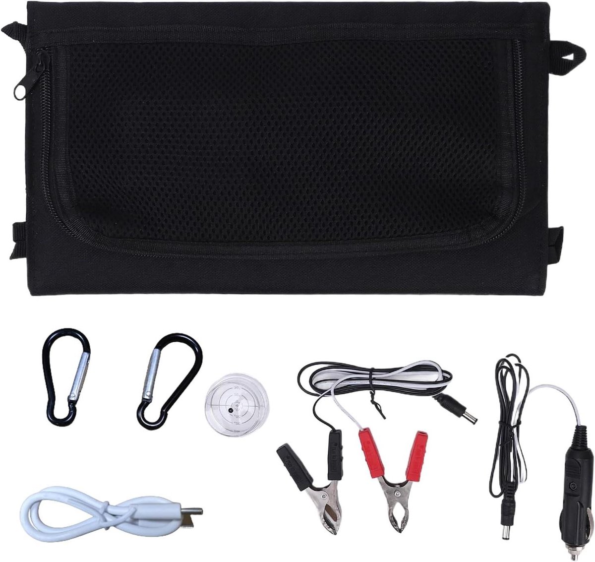 Solar Panel, Portable Solar Charger, Tri-Fold Double USB Ports, IP65 Waterproof for Camping, Hiking, RV, Travel, Car, Boat, Outdoor Activities, 100W Black, 22.8x11.4 inches