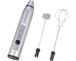 Oplaadbare Garde - Melkopschuimer Mixer - Koffie Maken - Drie Snelheden Instelbaar - 17.5 cm Lengte - Zilver
