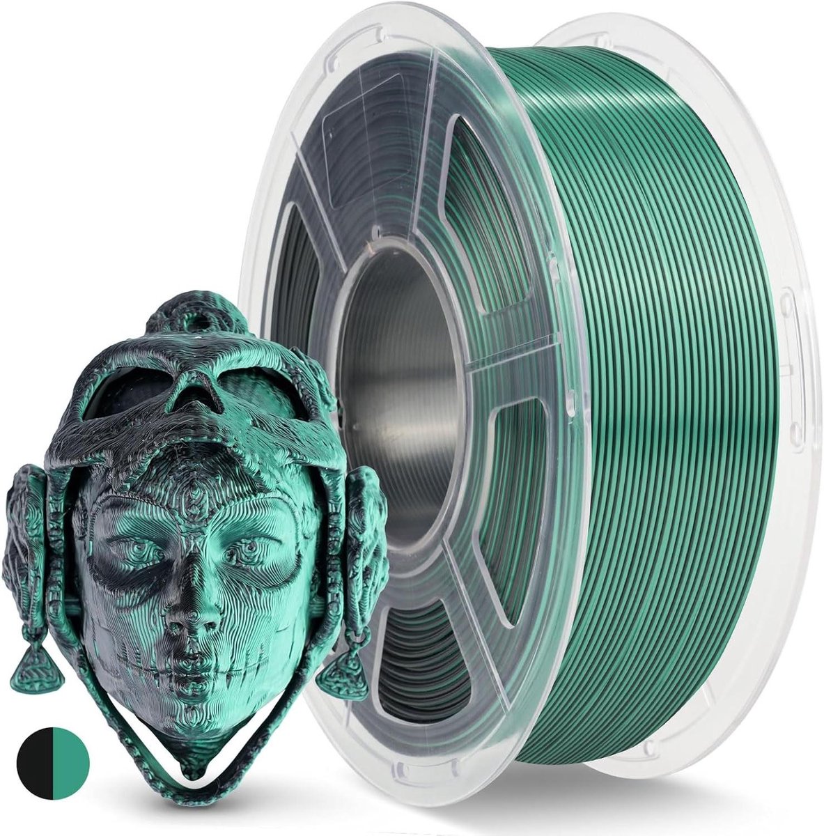 3D Printer Filament - PLA Materiaal - Kleurrijke Prints Maken - Zijdezacht Glanzend Oppervlak - 1.1 kg Spoel - Zwart Groen