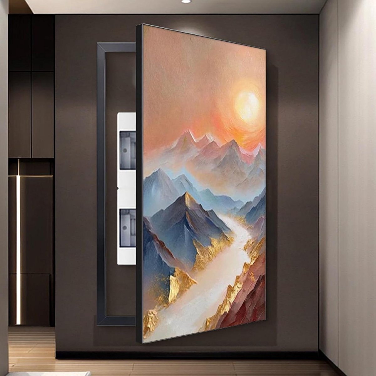 Meterkast Afdekking - Decoratieve Kap - Ruimte Verfraaien - Klapdeksel Ontwerp - 40 x 80 cm - Zwart