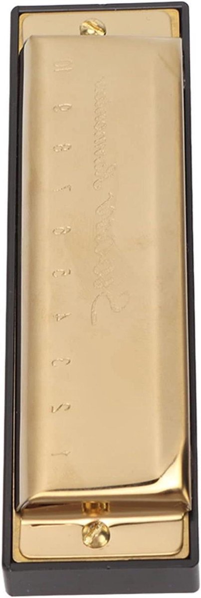 Mondharmonica - Mondorgel Muziekinstrument - Muziek Leren Spelen - Verchroomde Koperen Plaat - 10 Gaten C-sleutel - Goudkleurig