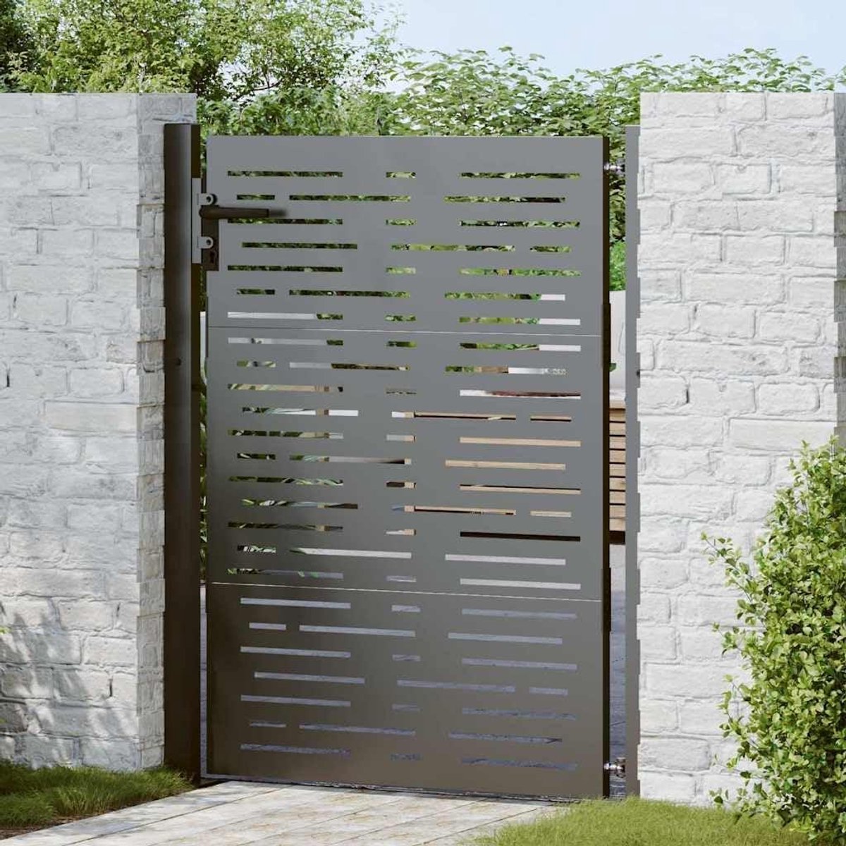 Tuinpoort - Metalen poort tuindeur - Tuin afscheiden - Gepoedercoat staal - 85 x 130 cm - 