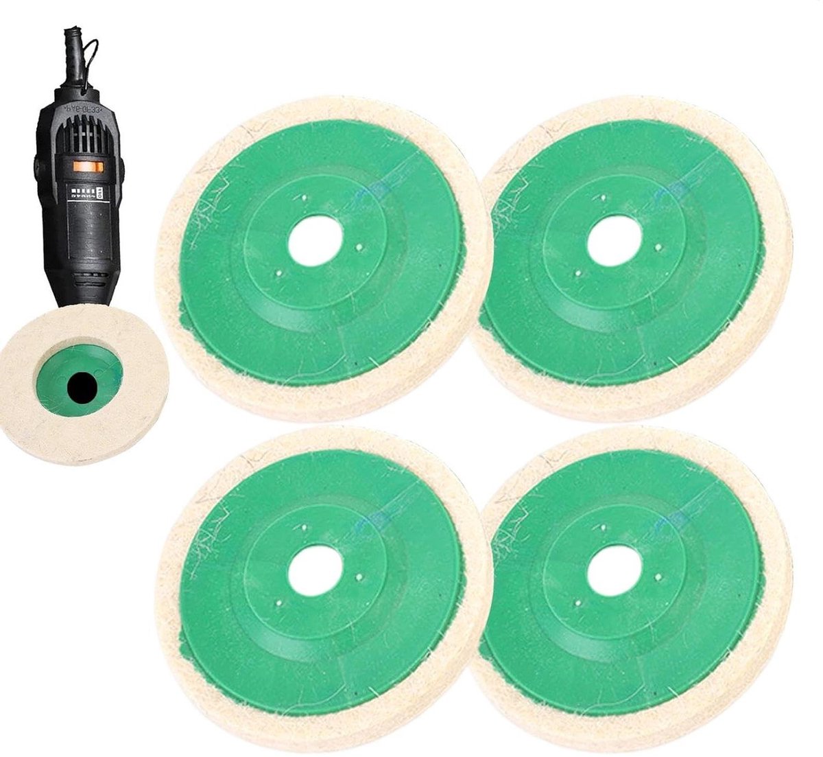 Polijstschijven Set - Schuurwielen Vilt - Metaal Bewerken - Duurzaam PP Vilt - 4 Stuks - Multicolor