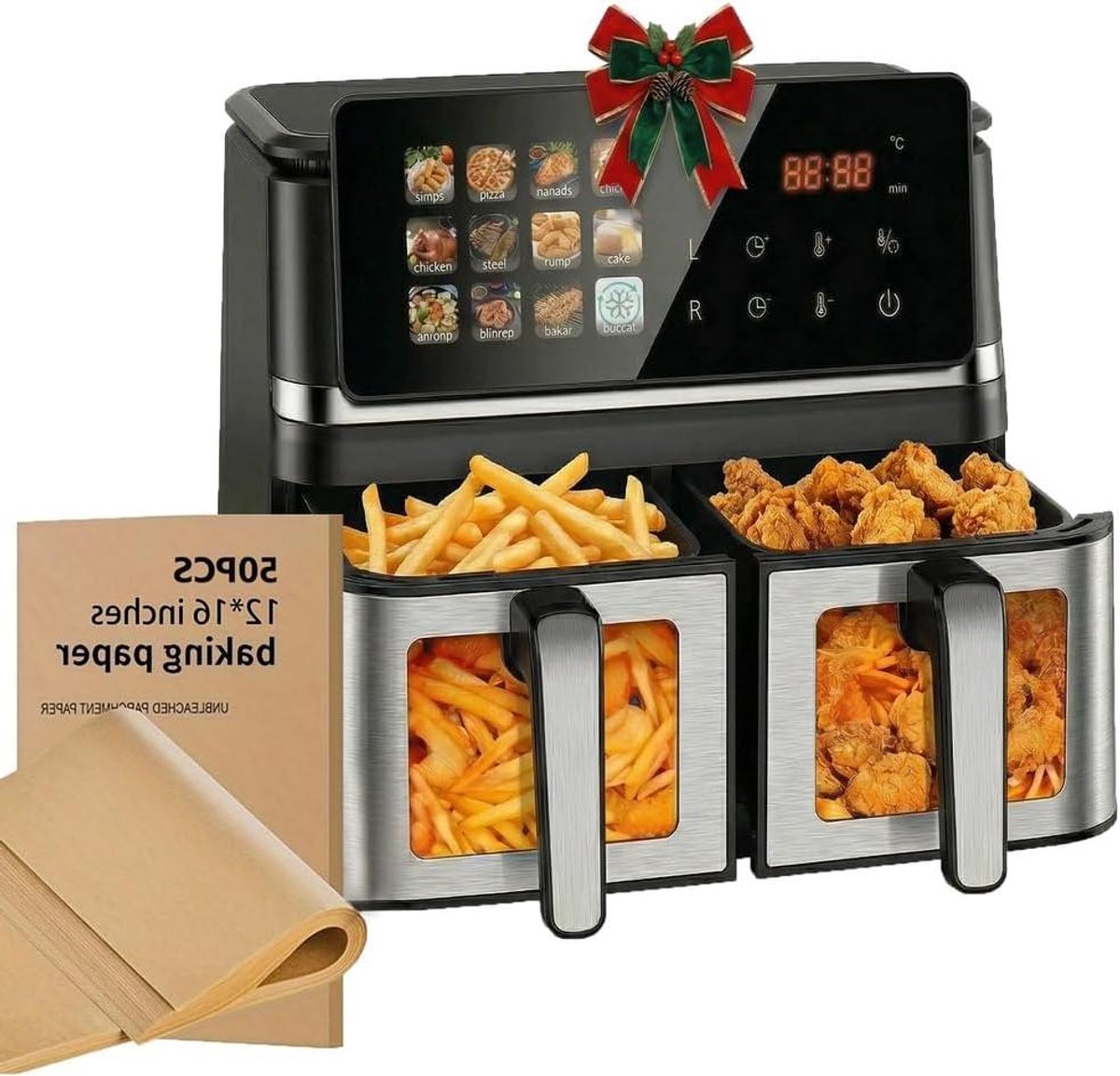 Dubbele Zone Luchtfriteuse - Heteluchtoven - Gezond Koken - Kook Venster - 10 Liter - Zwart