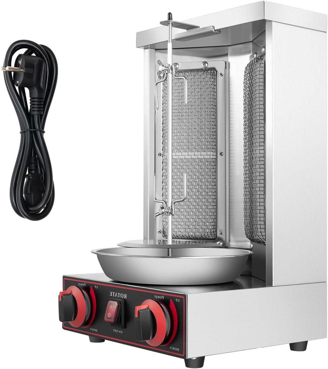 Draaibare Grill - Tafelgrill Apparaat - Horeca Grillen - Automatische 360 Graden - 29.5 x 30 x 48 cm - Zilver