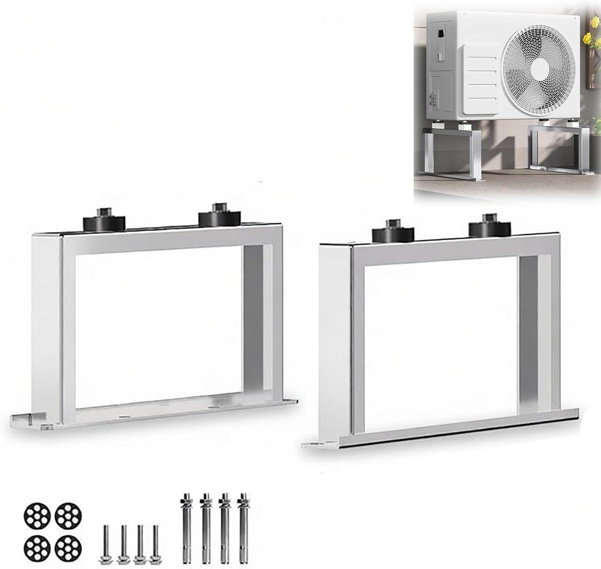 Condensor Ondersteuning - Buitenunit Frame - Airco Stabiliseren - Roestvrij Staal - 150 kg Capaciteit - Zilver