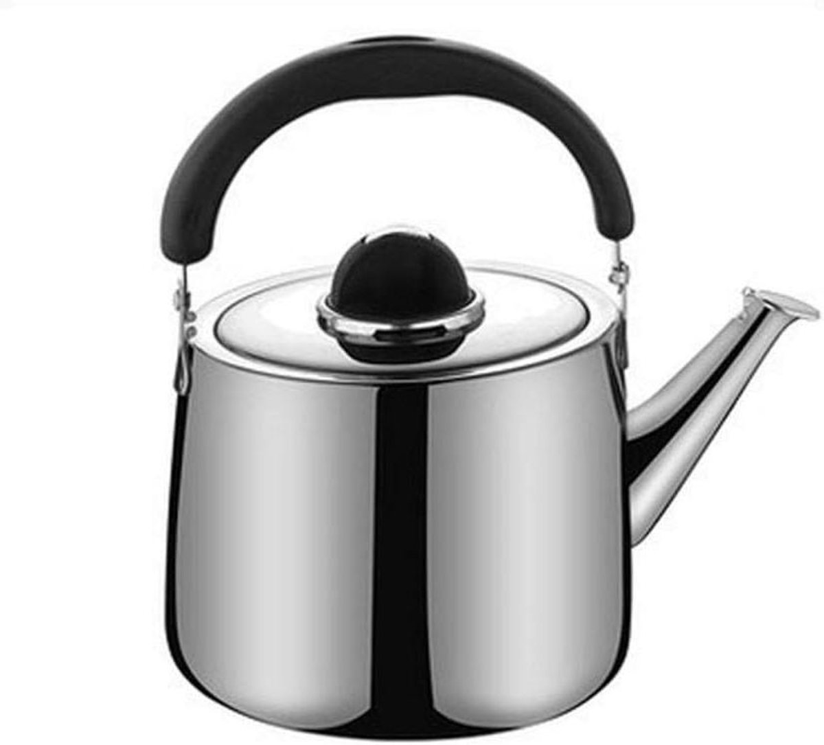 Waterkoker Theepot - Fluitende Ketel - Heet Water Maken - Verdikt Roestvrij Staal - 6 Liter - Zilver