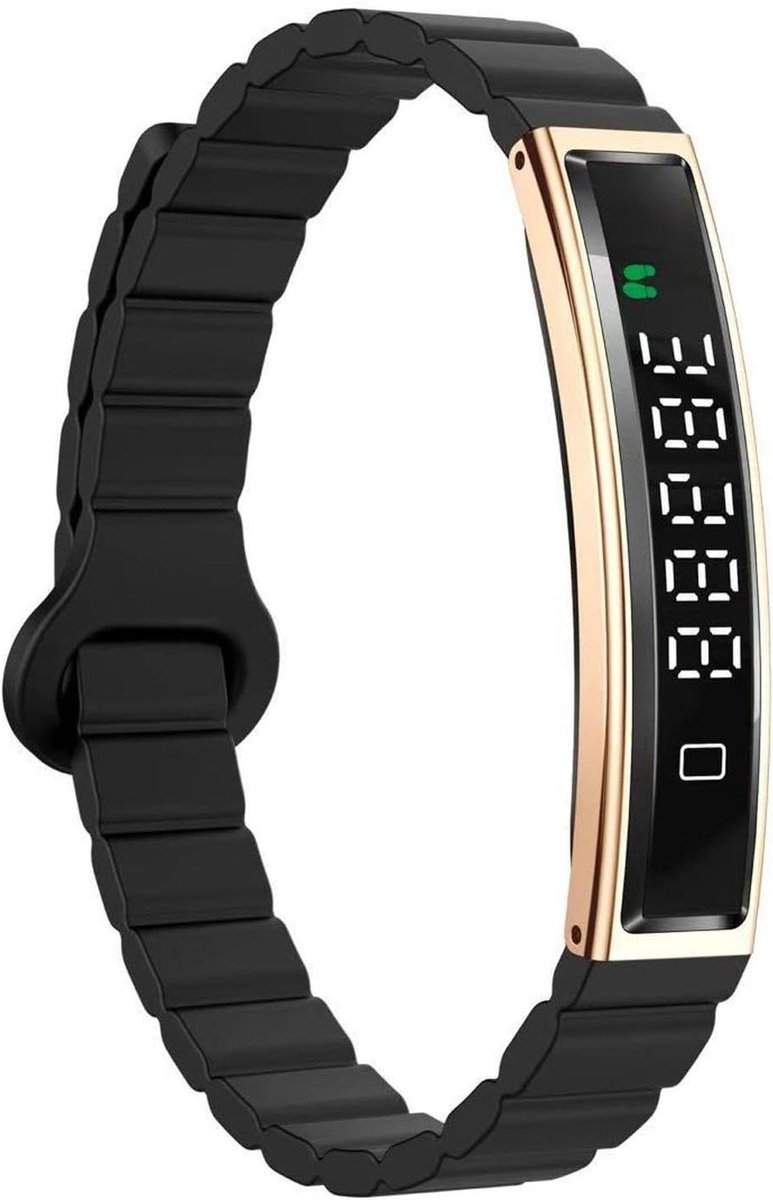 Slimme Armband - Fitness Tracker - Sportgegevens Bijhouden - Magnetische Bevestiging - 165 Gram - Zwart