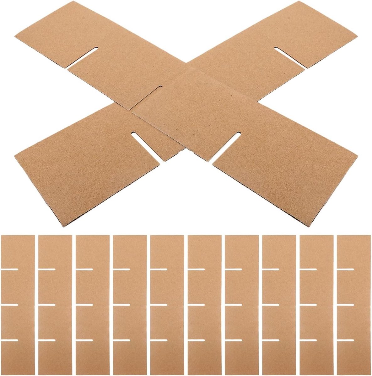 Kartonnen Verdelers - Doos Inzetstukken - Beschermende Verpakking - Herbruikbaar Materiaal - 33.5 cm Lengte - Bruin