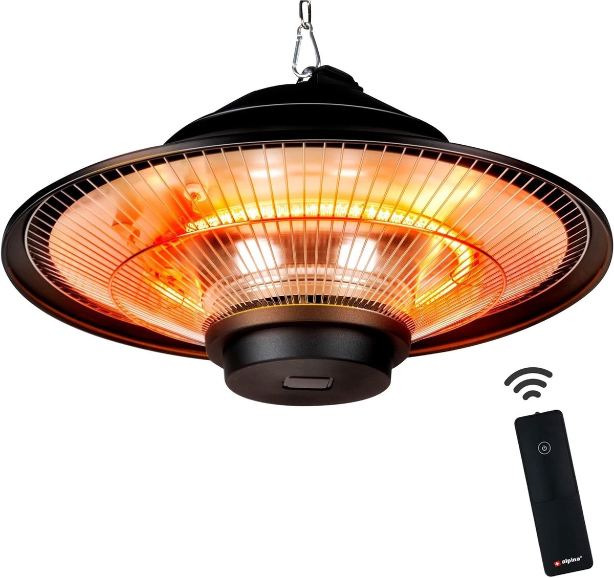Terrasverwarmer Hangend - Elektrische Heater - Buiten Zitten - Infrarood Verwarming - Ø475 cm - Zwart