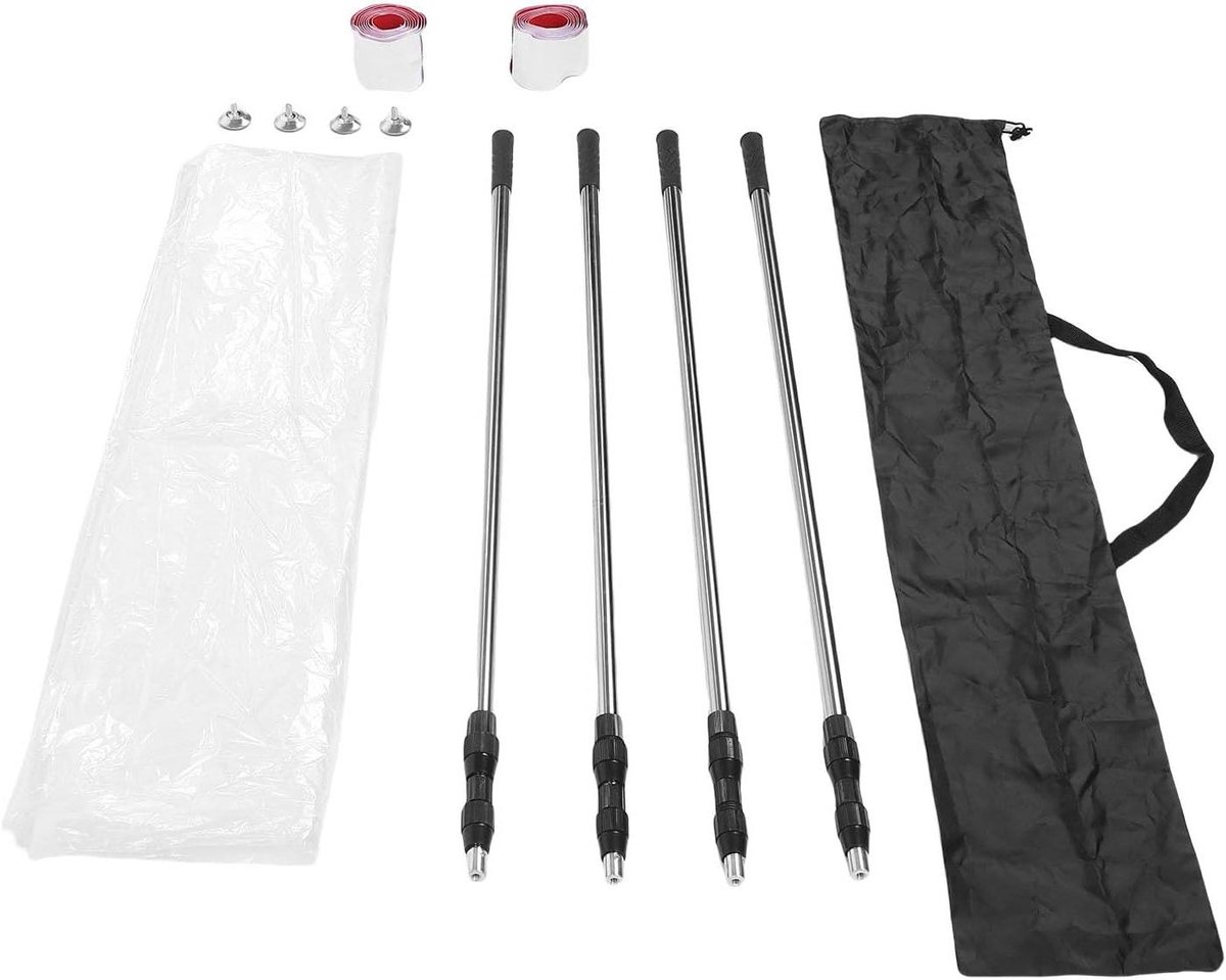 Stofbarrière Set - Afzetpalen Kit - Ruimte Verdelen - Uitschuifbare Palen - 3 Meter Hoog - Transparant