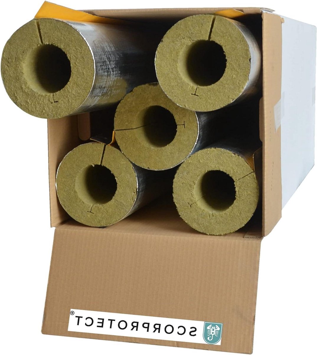 Isolatie Buisschalen - Steenwol Isolatie - Leiding Isoleren - Aluminium Bekleding - 76 x 40 mm x 1 m - Grijs