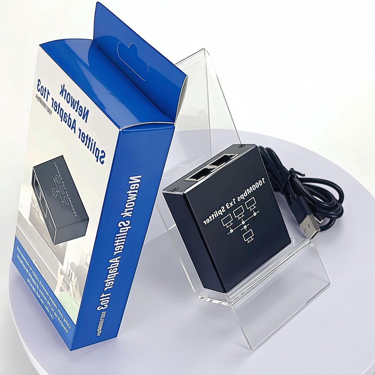 Ethernet Splitter - Netwerk Switch - Netwerk Uitbreiden - Gigabit Snelheid - 1 tot 2 Poorten - Zwart