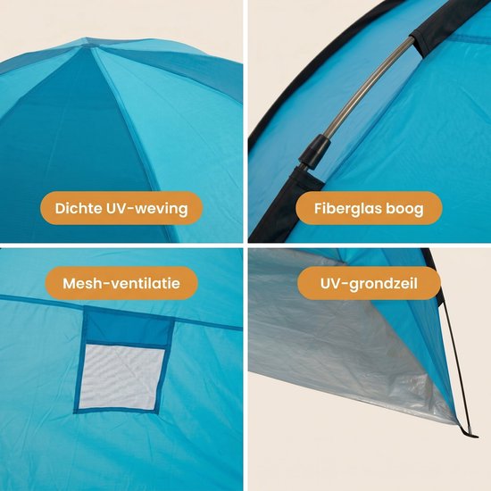 Cheqo® Strandtent - Beachshelter - Beach Shelter - Windscherm - Strandtentje - Zonnescherm - Schaduwtent met UV Bescherming - Strandscherm - Strand Tent - Strandschelp voor Kinderen - Strand en Camping van Cheqo — afbeelding 4