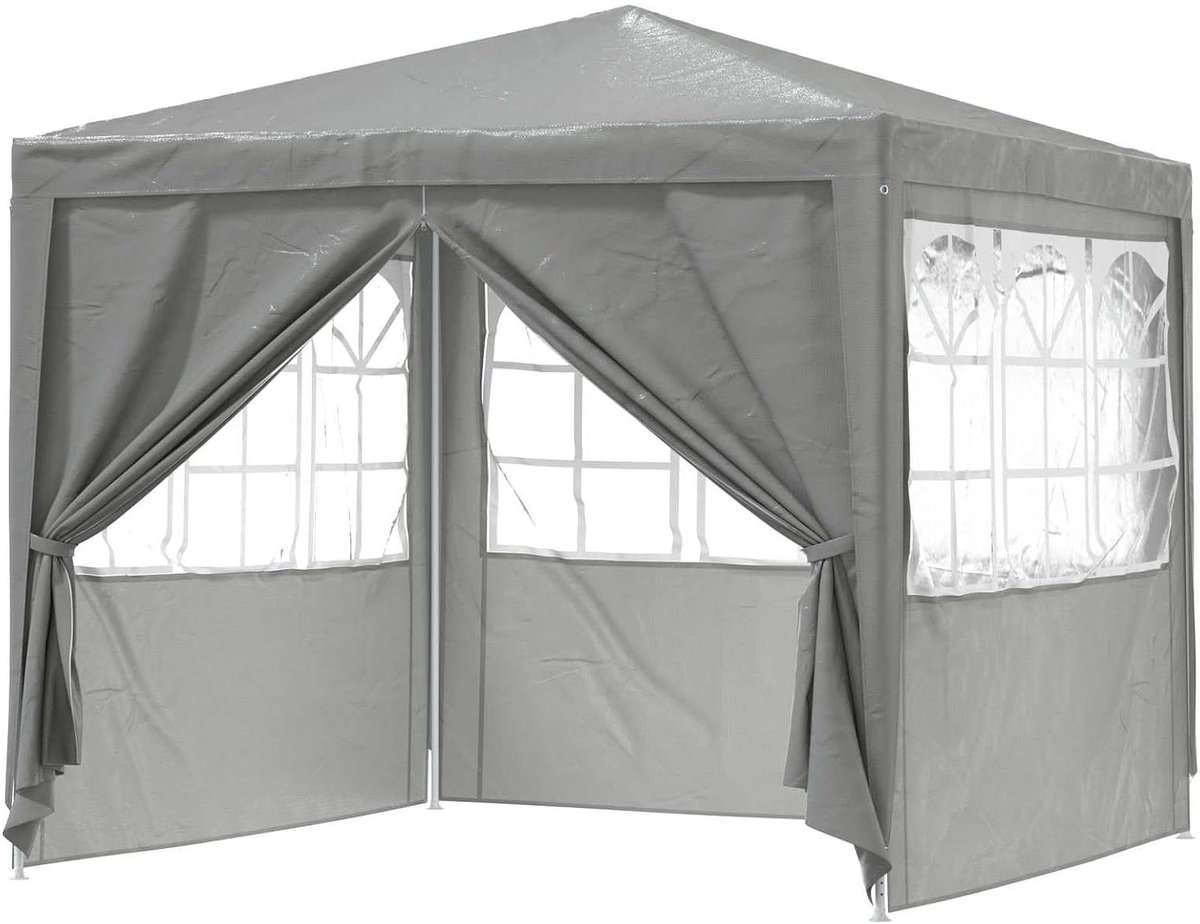 Partytent - Feestpaviljoen Tuin - Buitenfeesten Organiseren - Waterafstotende Stof - 250 x 250 cm - Lichtgrijs