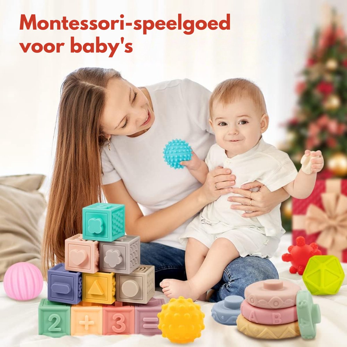 Homeblend Baby Speelgoed - Baby Montessori - Sensorisch Bijt & Stapel Set - 23-delig - Badspeelgoed - Zacht Silicone - Speelgoed 0 jaar - Speelgoed 1 jaar — afbeelding 6