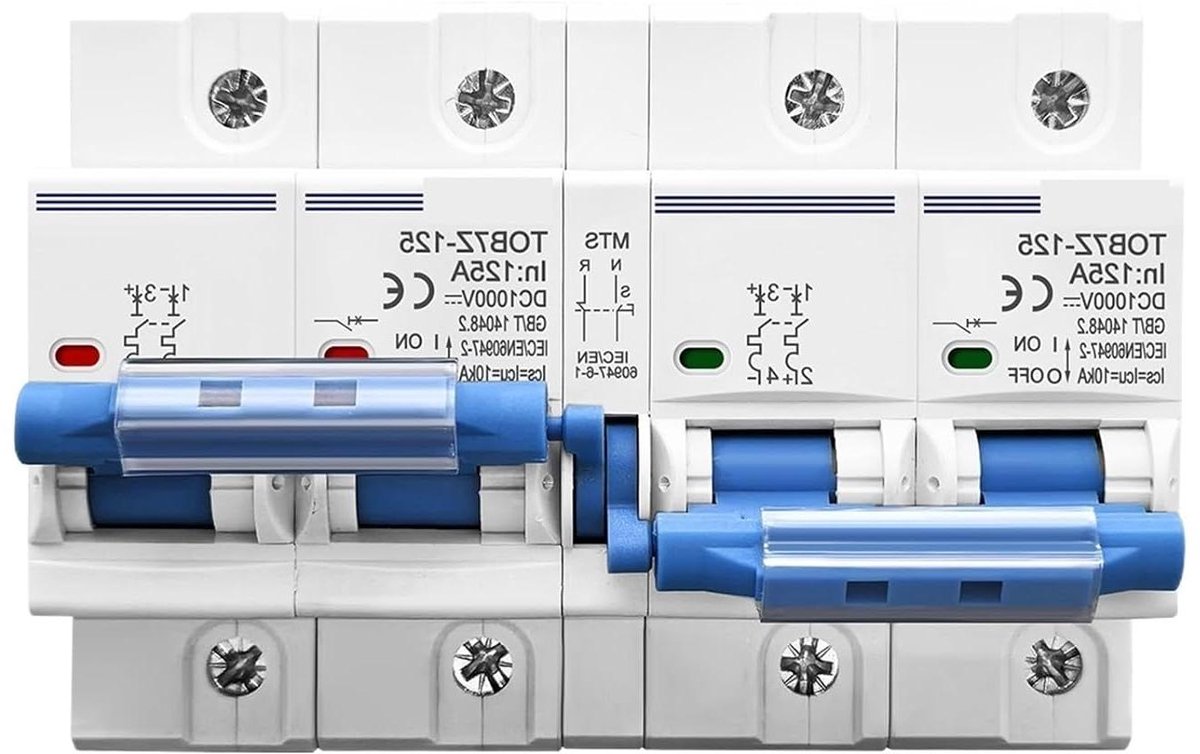 125A 2P Plus 2P DC MTS Dual Power handmatige overbrengingsschakelaar, stroomschakelaar, MCB voor PV-systeem 2P + 2P (125A)