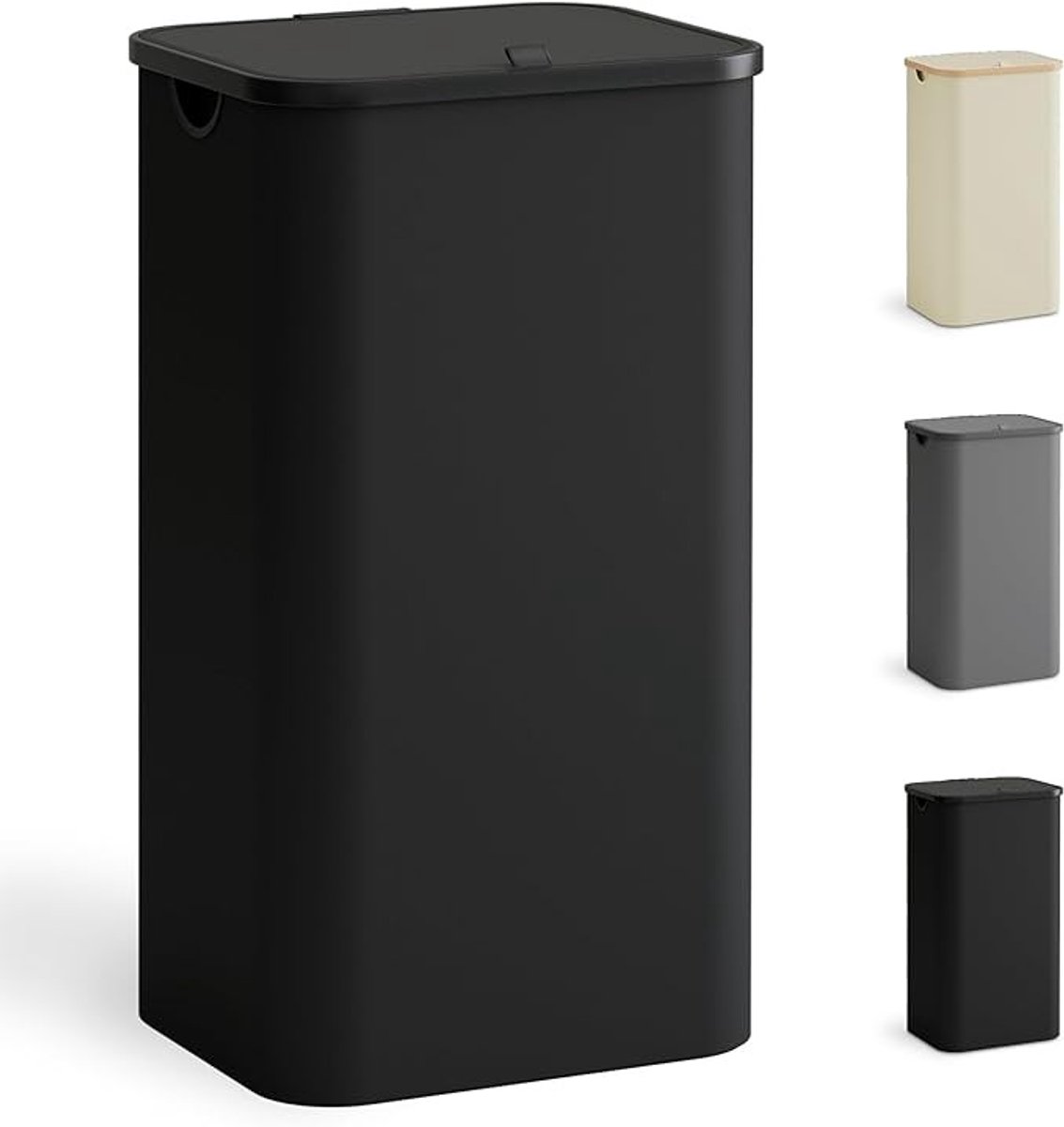 Opvouwbare wasmand met deksel, 100 liter, smal ontwerp met handvat