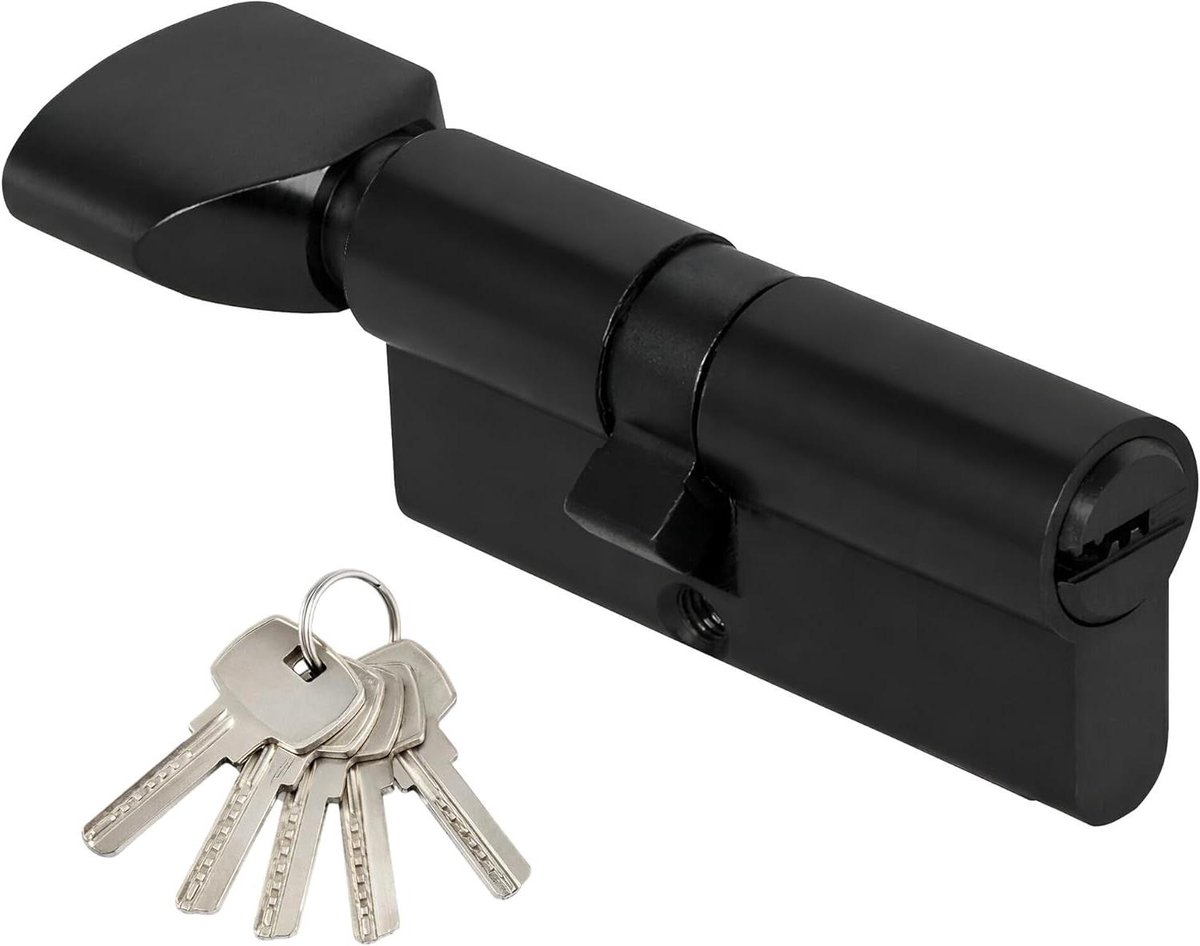 Profielcilinder Deurslot - Cilinderslot Binnendeur - Deuren Beveiligen - Met Draaiknop Binnen - 40/30G - Zwart