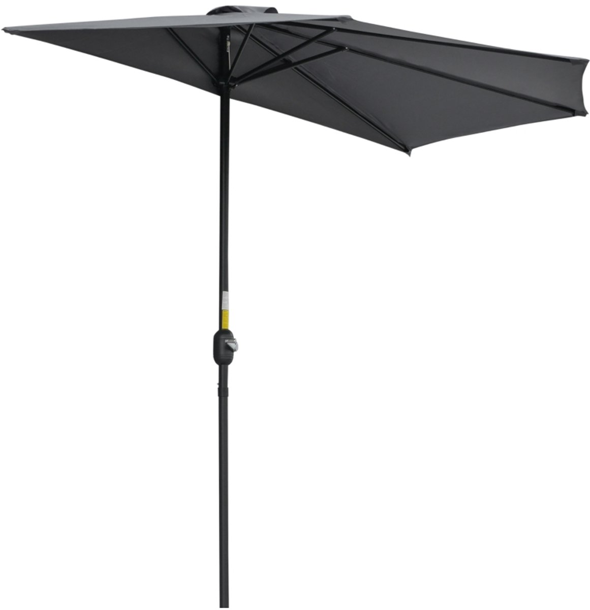 Premium Parasol - Halfronde Tuinparasol met Draaihendel - Stokparasol - 293 x 150 cm - Strandparasol - Marktparasol - UV-Bestendig - Strand, Balkon, Terras & Tuin - Grijs + Zwart